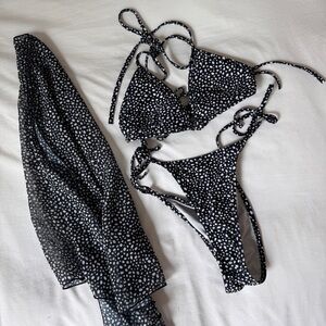 White fox speckeled black and white bikini